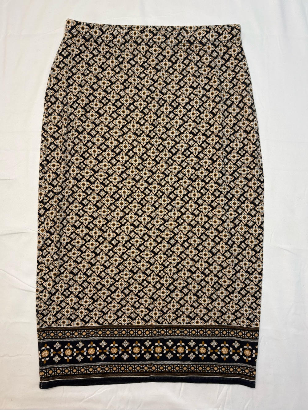 Max Studio Multicoloured Rayon Straight Midi Skirt Geometric Tile Print